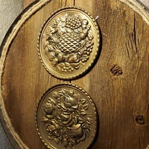 Vintage Brass 6" hanging plates. Made in England.